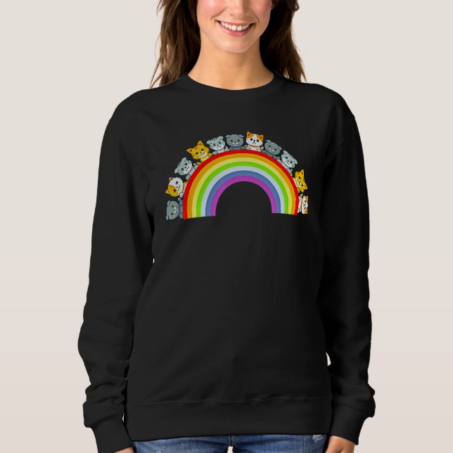 Cat Group Rainbow Cat Lover Funny T Shirt (Framsida)
