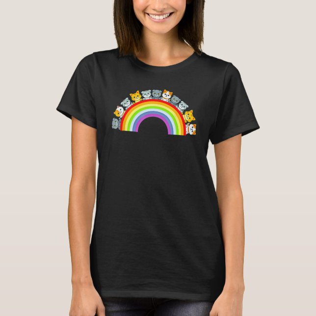 Cat Group Rainbow Cat Lover Funny T Shirt (Framsida)