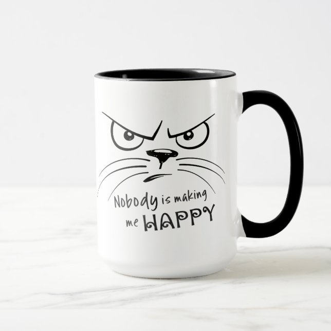 Cat Grumpy NOBODY ÄR SKAPAR MIG LYCKLIG Mugg (Höger)
