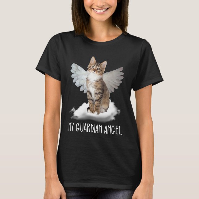 cat guardian angel wing cloud present t shirt (Framsida)