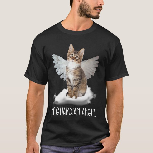 cat guardian angel wing cloud present t shirt (Framsida)