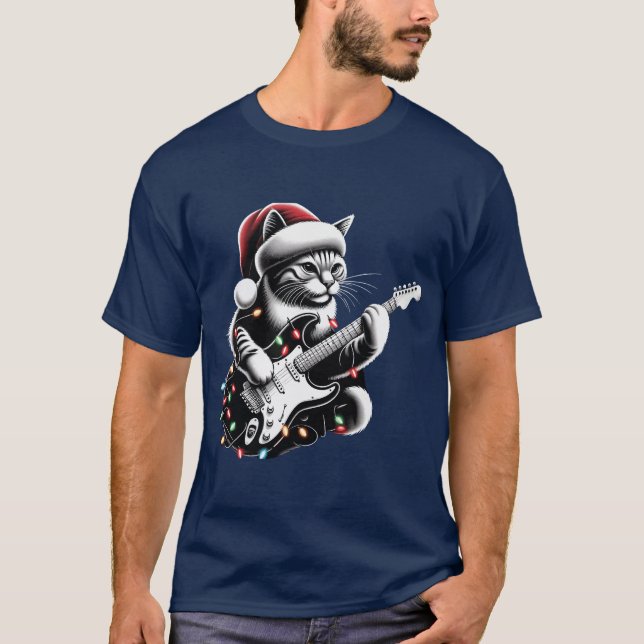  Cat Guitar Player Graphic  T-Shirt (Framsida)