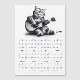 Cat Guitarist 2025 Magnetic Calendar Musical