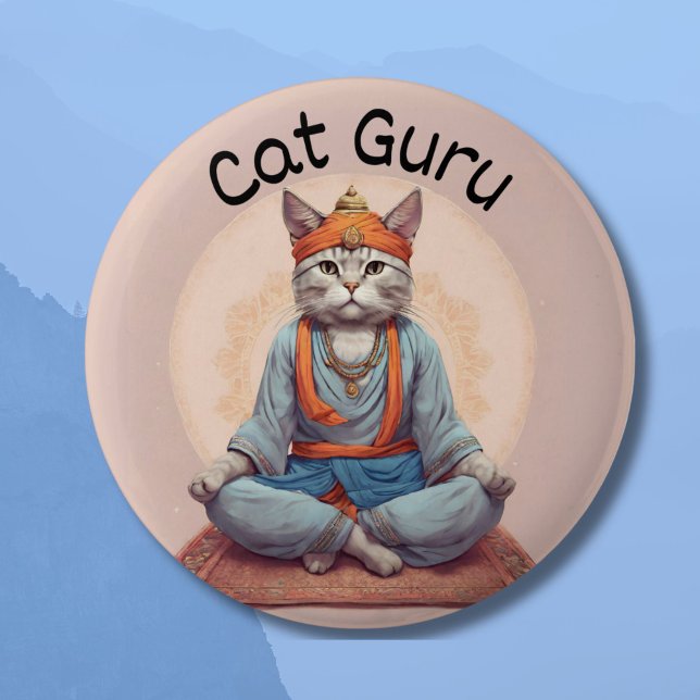 Cat Guru Yoga Master Meditation mindfulity zen Knapp (Skapare uppladdad)
