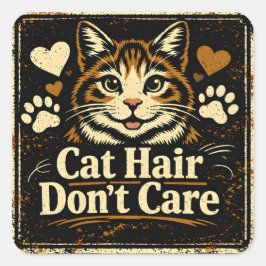 Cat Hair Don't Care – Feline Owner Humor Fyrkantigt Klistermärke