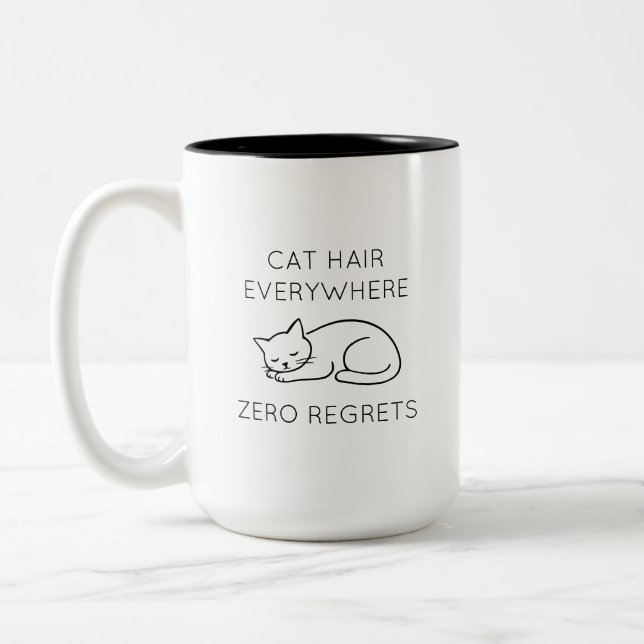 Cat hair everywhere zero regrets Två-Tonad mugg (Vänster)