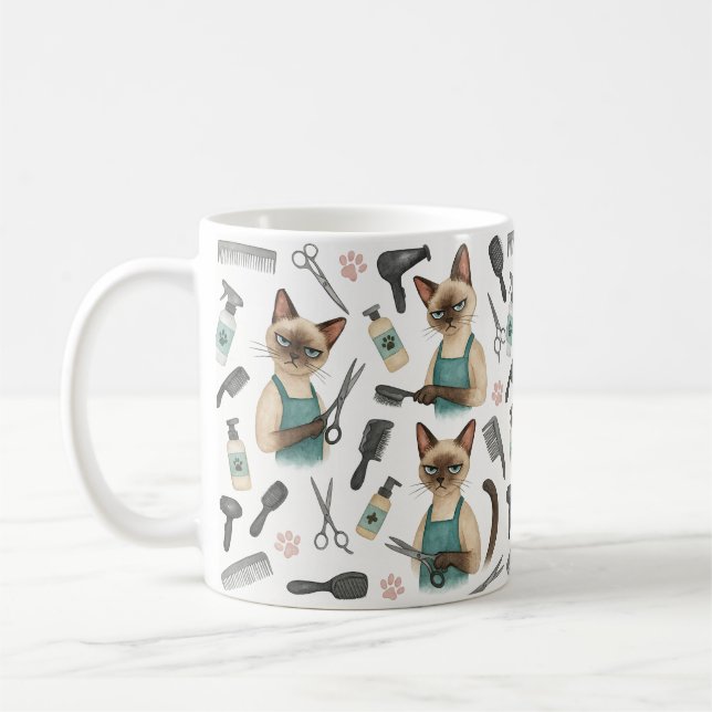 Cat Hairdresser Pet Grooming for Cat lovers Kaffemugg (Vänster)