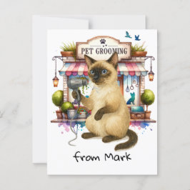 Cat Hairdresser Pet Grooming vattencolor stil Vykort