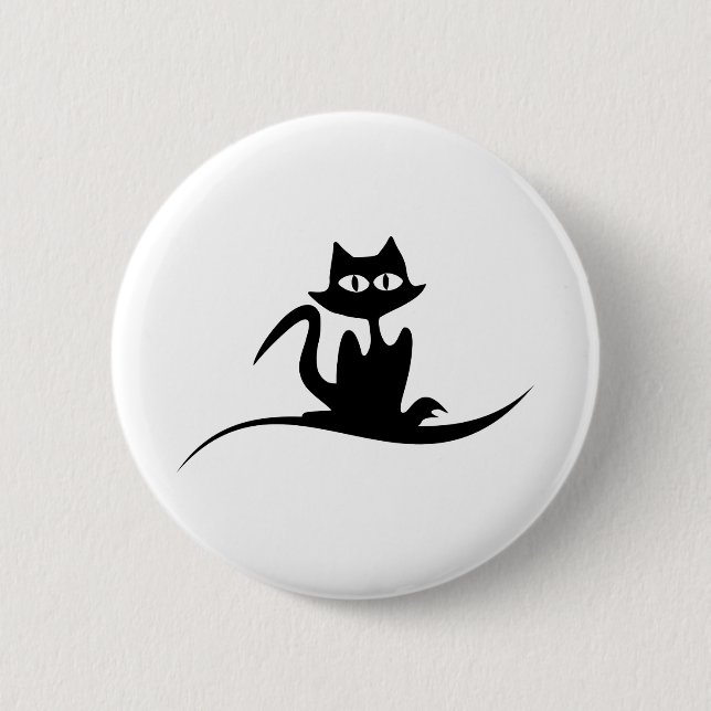 Cat Halloween Black Silhouette Spooky Animal Pet Knapp (Framsida)