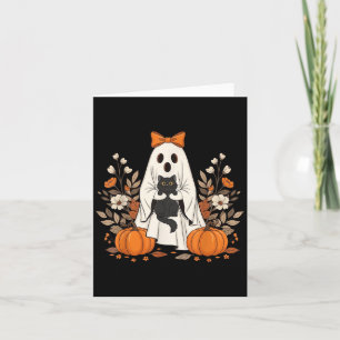 Cat Halloween Blommigt Vintage Ghost Funny Gifts Kort