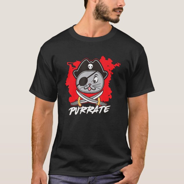 Cat Halloween Carnival Pirat Costume 1 T Shirt (Framsida)
