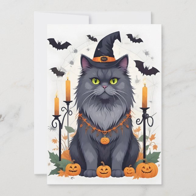 Cat Halloween Cute Adsible Funny Animal Tecknad Spara Datumet (Framsida)