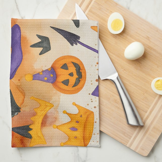 Cat Halloween fest Kökshandduk (Vikt i Fjärdedel)