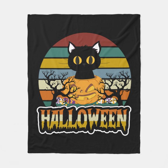Cat Halloween Fleecefilt (Framsidan)