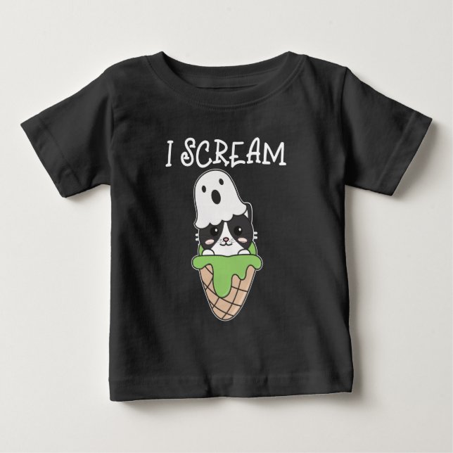 Cat Halloween Ghost I Sglass Ice Cream Pun T Shirt (Framsida)