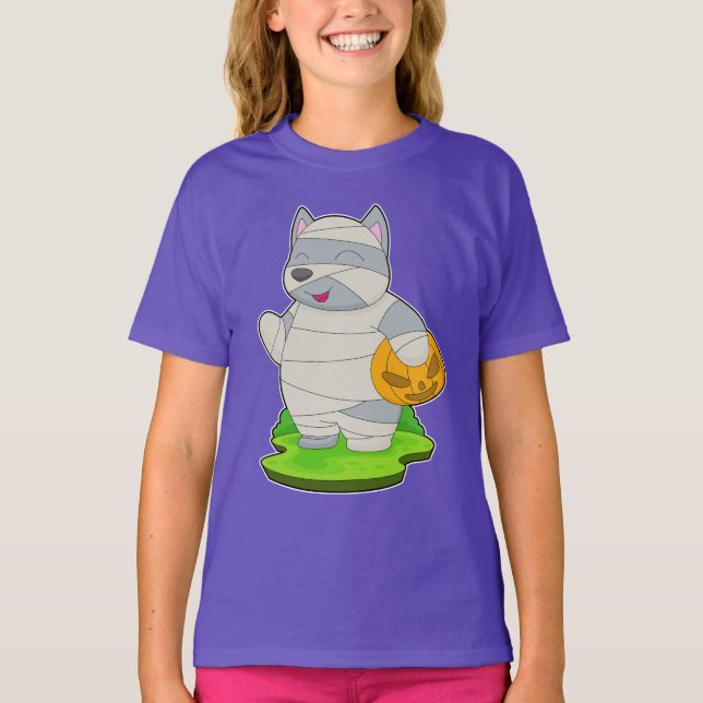 Cat Halloween Mummy T Shirt (Framsida)