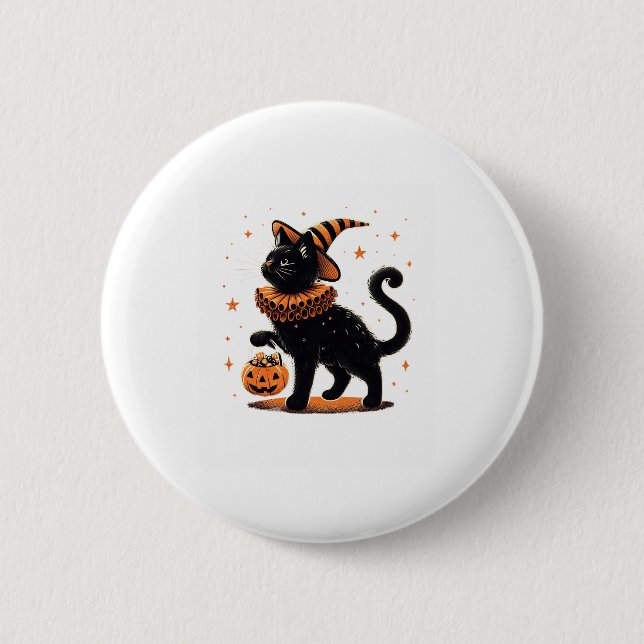 Cat Halloween-nuny Spooky Season Cat Witch Pumpki Knapp (Framsida)