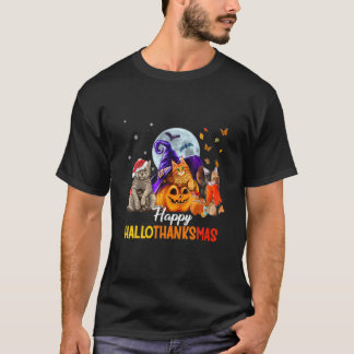 Cat Halloween och God jul Lycklig HalloTack T Shirt