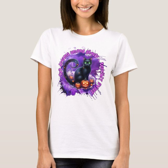 Cat Halloween Shirt T (Framsida)