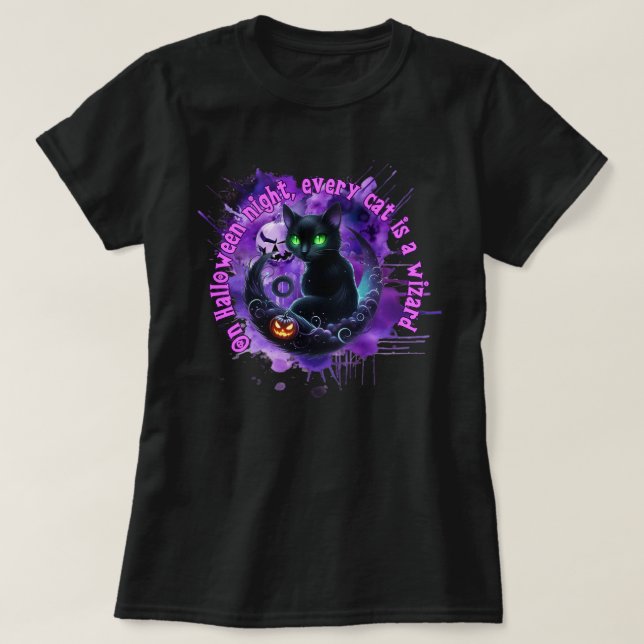 Cat Halloween Shirt T Shirt (Design framsida)