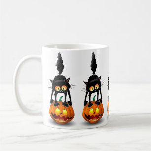 Cat Halloween Skrämt Tecknade figurer stå på Kaffemugg