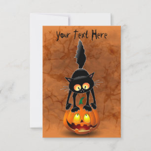 Cat Halloween Skrämt Tecknade figurer stå på Kort