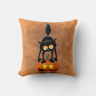 Cat Halloween Skrämt Tecknade figurer stå på Kudde