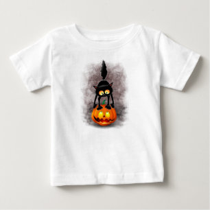 Cat Halloween Skrämt Tecknade figurer stå på T Shirt