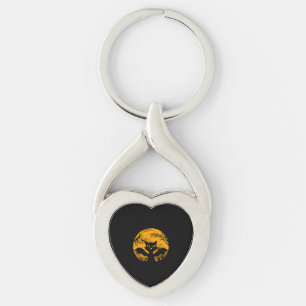 Cat Halloween Twisted Heart Silverfärgad Nyckelring