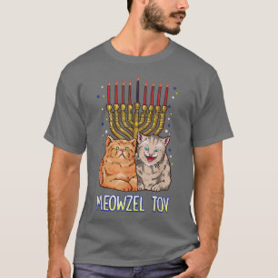 Cat Hanukkah Menorah Meowzel Tov Jewish Mazel tov T Shirt