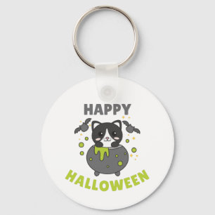 Cat Happy halloween Cauldron Fladdermus Nyckelring