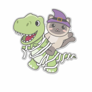 Cat Happy halloween T-rex Mummy Costume Klistermärken