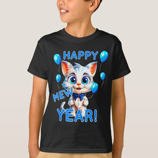 Cat Happy New Year Mew Year Funny New Years Party  T Shirt (Framsida)