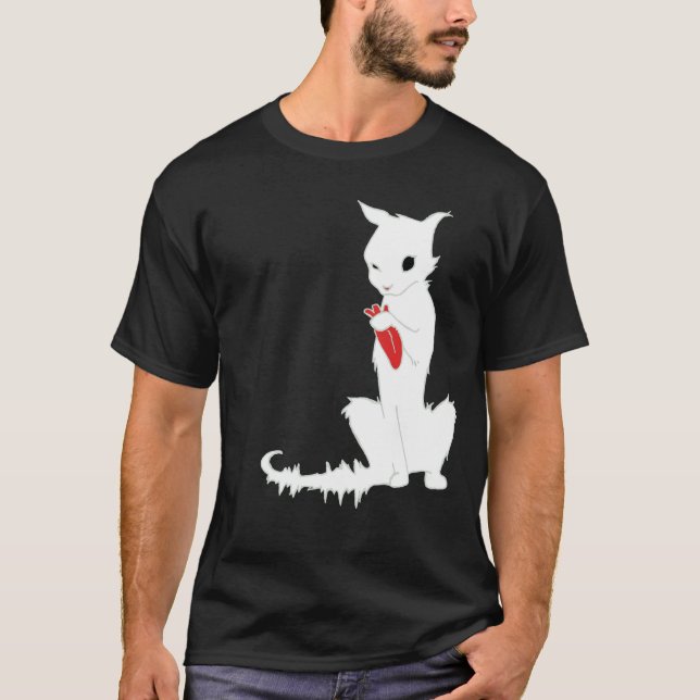 CAT HAR DIN TUNGA-skjorta edgy, VITTA CAT T Shirt (Framsida)