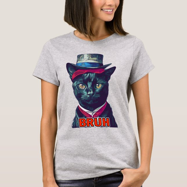 CAT & HAT BRUH T-Shirt (Framsida)