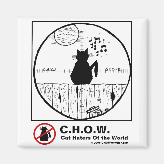 Cat Haters Scope Tecknad Magnet (Framsidan)