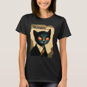 Cat Hates Humans Lönsam konst för klöver T Shirt