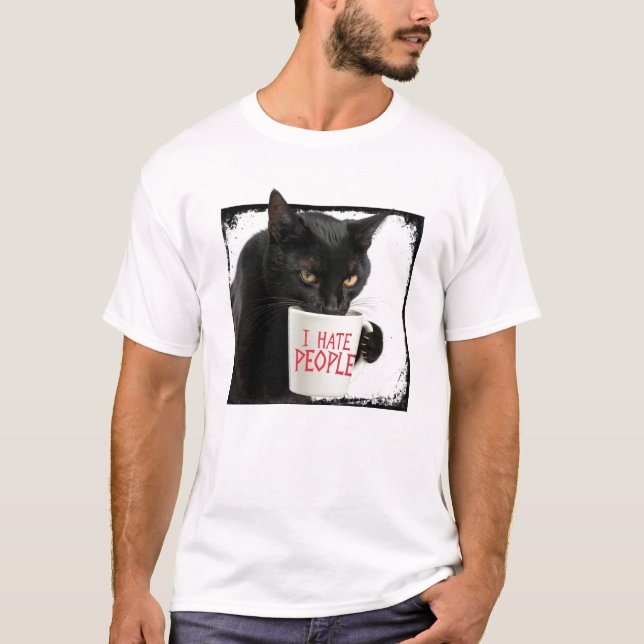 Cat Hates People T Shirt (Framsida)