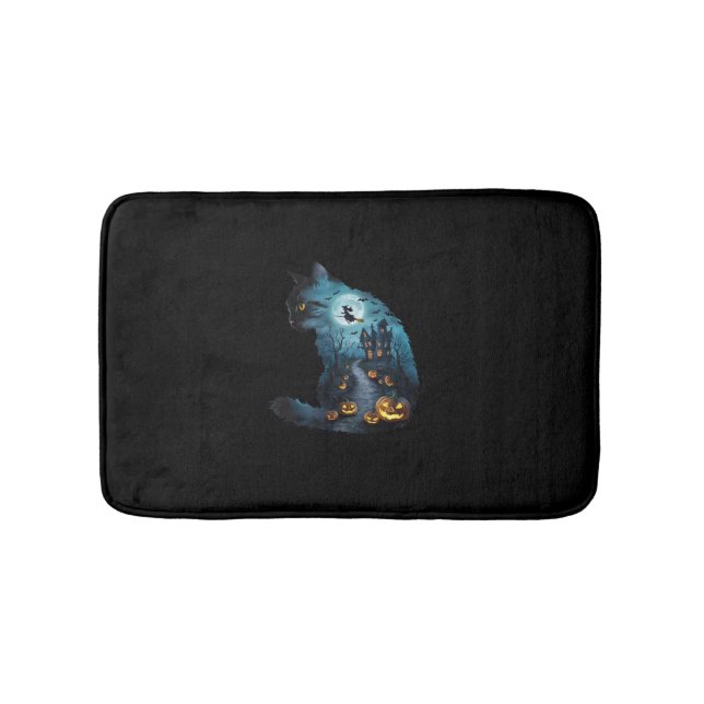 Cat Haunted Horror House Halloween Manar Womens Ki Badrumsmatta (Framsidan)