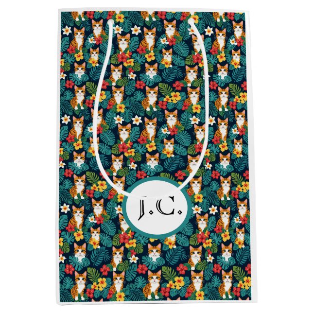 Cat Hawaiian shirt mönster tropical ginger från st (Framsidan)