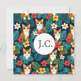 Cat Hawaiian shirt mönster tropical ginger från st Inbjudningar