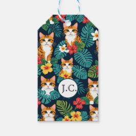 Cat Hawaiian shirt mönster tropical ginger från st Presentetikett