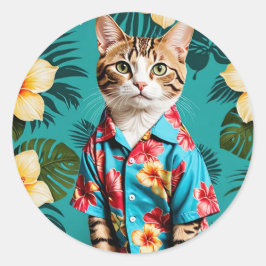 Cat Hawaiian shirt Sticker, kattlover Runt Klistermärke