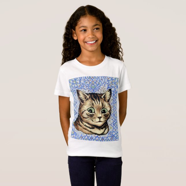 Cat head drawing by Louis Wain  T Shirt (Hel framsida)