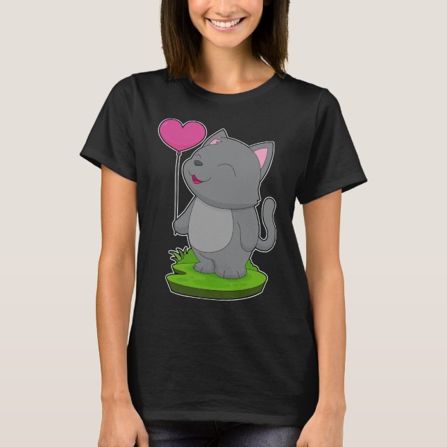 Cat Heart-ballong T Shirt (Framsida)