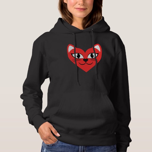 Cat Heart Face  Love Cats T Shirt (Framsida)
