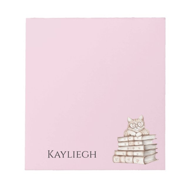 Cat Heart Glasses Books Anteckningsblock (Framsida)