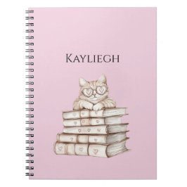 Cat Heart Glasses Books Anteckningsbok