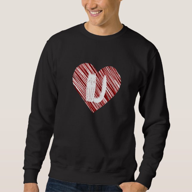 Cat Heart U Cute Kitten Apparel Coffe Lång Ärmad Tröja (Framsida)