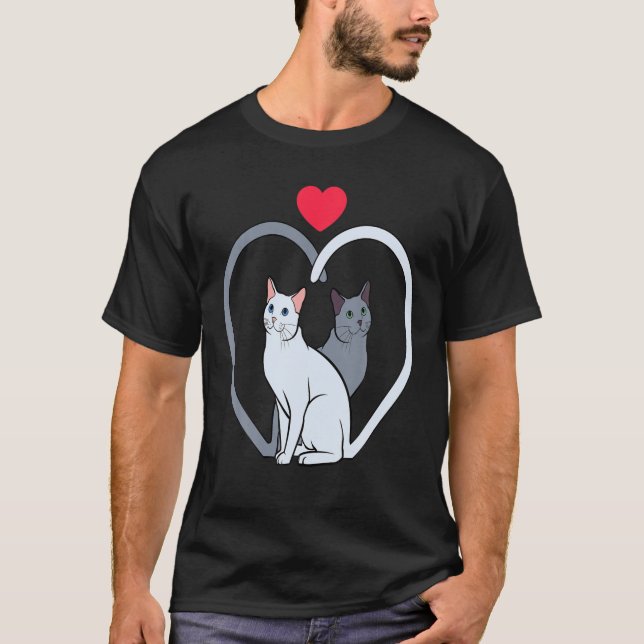 Cat Heart Valentines day Cute Kitten Kattunge Kärl T Shirt (Framsida)